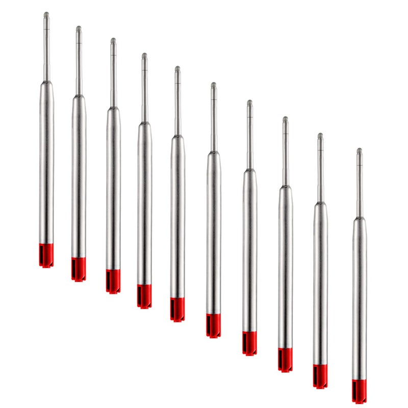 DunBong Red Ink Refill Pack of 5, Replaceable Ballpoint Pen Refills, Medium Point Metal Refill (Red) - Image 4